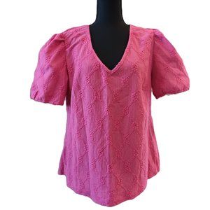 Shein Curve Vneck Pink Blouse